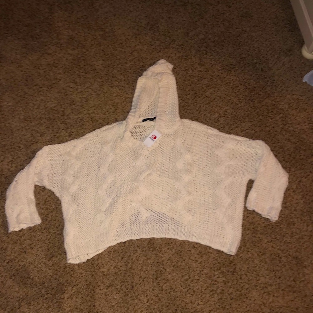 White sweater crop top